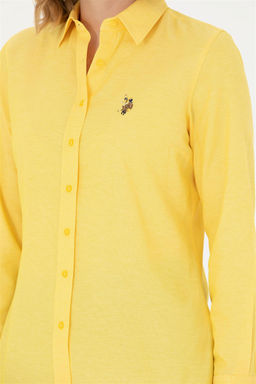 Женская желтая базовая рубашка с длинным рукавом - U.s. polo assn фото 7