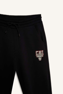 Толстые спортивные штаны для бега DeFactoFit NBA Chicago Bulls, стандартный крой, карманы, кружевная талия, эластичные штанины  фото 2