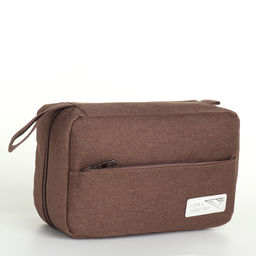 Косметичка-несессер дорожная на молнии, с карманом, крючком, ручкой, коричневая - Simaland фото 3