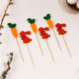 Топпер Заяц, с бантиком и морковкой, набор 6 шт. - Страна карнавалия фото 2