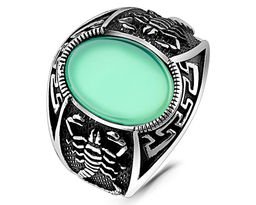 Кольцо, зеленый агат, ТМК-306