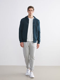 Kap??onlu Uzun Kollu Erkek Fermuarl? Sweatshirt