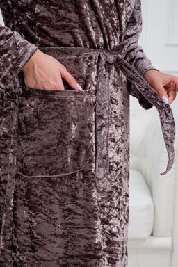 Халат женский из велюр мрамор Нежность пурпурно-серый - Амадэль фото 6