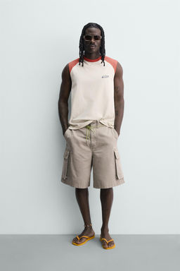 CAMISETA TANK COLOR BLOCK PUKAS SURF X ZARA / Blanco / Rojo