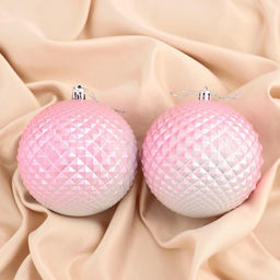 Ёлочные игрушки Рельеф, шары новогодние, d=10 см, набор 2 шт., розовый