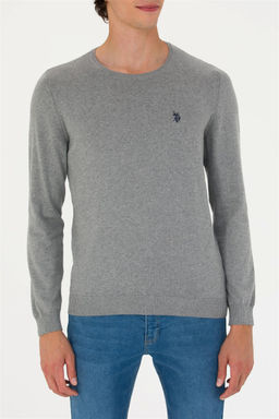 U. S. Polo Assn Мужской серый меланжевый базовый свитер - U.s. polo assn фото 14