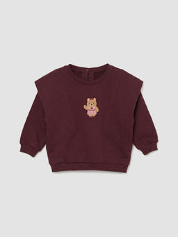 Bisiklet Yaka Nak??l? K?z Bebek Sweatshirt ve E?ofman Alt?