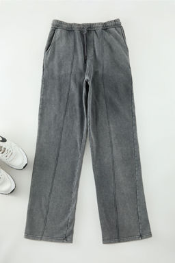 TRENDYOL MAN Antrasit Wide Leg Nervurlu Eskitme/Soluk Efektli Basic Esofman Alt? TMNAW25EA00007 - Trendyolmilla фото 6