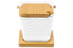 Банка для сыпучих продуктов 300 мл 10,5*9,5*10 см Витраж +ложка+ откид. бамб.крыш.+дер.под - Elan gallery фото 8