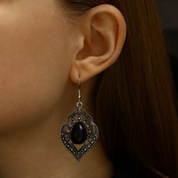 Серьги ассорти Капля изящность, ажурная, цвет чёрный в чернёном серебре