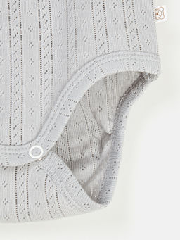 Боди с длинным рукавом "Жемчуг" из ажурного хлопка 0+