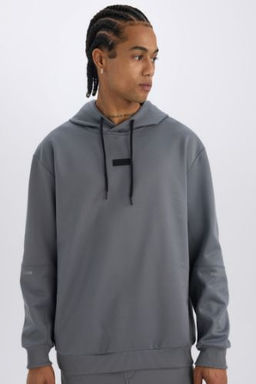 DeFactoFit Standart Fit Kapusonlu Basic Duz Sporcu Sweatshirt
