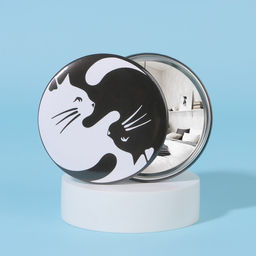 Цена за 2 шт. Зеркало карманное «Кошки», d=7 см, белое, чёрное