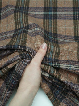 Шерсть пальтово-костюмная Твид Клетка цв.фиолетовый/хаки/коричневый, ш.1.5м, шерсть-60%, п/э-40% - Купава фото 10