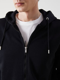 Kap??onlu Uzun Kollu Erkek Fermuarl? Sweatshirt