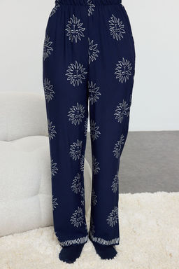 Trendyolmilla Lacivert Gunes Desenli Viskon Dokuma Pijama Tak?m? THMAW25PT00034  фото 8