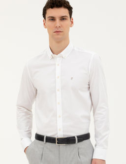 Beyaz Slim Fit Uzun Kollu G_mlek - Pierre cardin фото 3