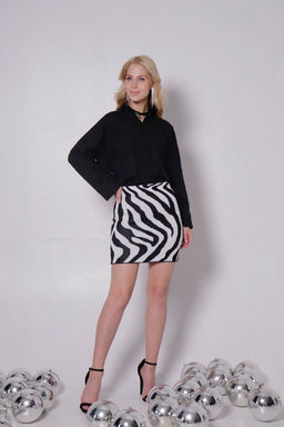 11417 Мини-юбка вязаная чёрно-белая - Martichelli фото 3