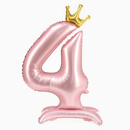 Воздушный шар фольгированный 42" «Цифра 4 с короной», на подставке
