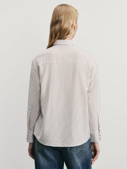 Рубашка в полоску из вискозы / Zarina фото 5