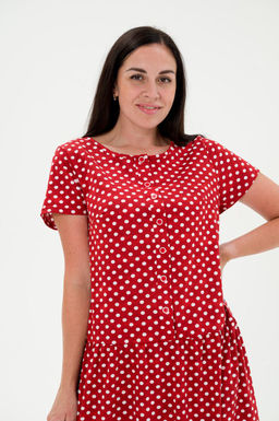 Платье женское из кулирки Кармелита горошек красный - Амадэль фото 10