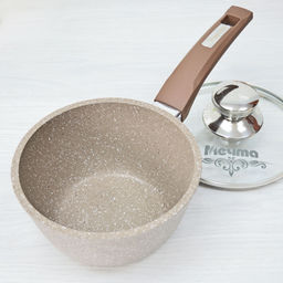 Ковш 1,2л АП Гранит brown с несъемной ручкой и стеклянной крышкой арт. 81806 /Мечта/  фото 3