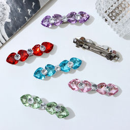 Цена за 4 шт. Заколка - автомат для волос «Грани», сердечки, 8 см, МИКС