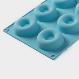 Форма для выпечки Доляна «Сладости. Пончики», 29×17 см, 8 ячеек (d=6 см), силикон, МИКС