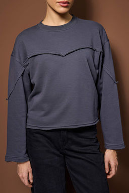 Ac?k Sar? Kal?n Sardonsuz Ispanyol Kol Dikis Detayl? Relaxed Orme Sweatshirt TWOAW26SW00110 - Trendyolmilla фото 11