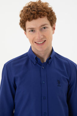 Мужская синяя длинная рубашка базовая рубашка скидка в корзине - U.s. polo assn фото 2