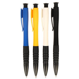 Цена за 12 шт. Ручка шариковая, автоматическая, синий стержень Офис-стиль, с резиновым держателем, МИКС