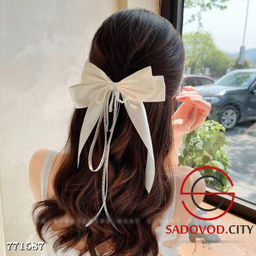 Атласная заколка для волос с бантом и лентой - Bruno фото 4