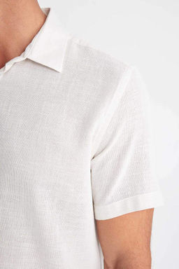 Хлопковая рубашка с короткими рукавами и воротником поло стандартного кроя - Defacto фото 5