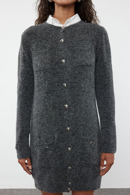 Antrasit Mini Boy Triko Yunlu Elbise TWOAW25EL00018 - Trendyolmilla фото 3