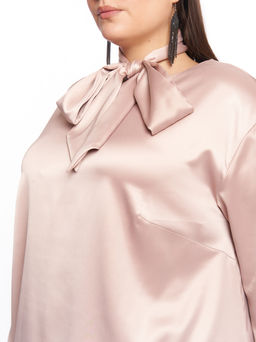 Атласная блузка с рукавами BL02137PIN37 - Артесса фото 5