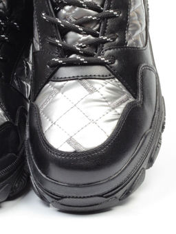 2222-3 BLACK Ботинки зимние женские (искусственные материалы)