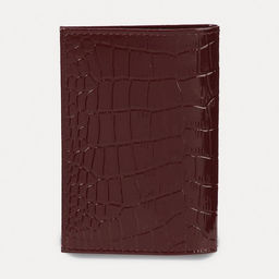 Обложка для пенсионного удостоверения, фактура крокодил, бордовая