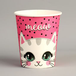 Цена за 10 шт. Стакан бумажный Милый котик, 250 мл