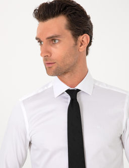 Beyaz Slim Fit Pamuklu Yar_m _talyan Yaka Basic G_mlek - Cacharel фото 2