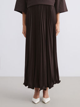 Beli Lastikli ?ifon Pileli Etek