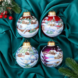 Набор из 4-х ёлочных шаров d=10 см Зимний сон