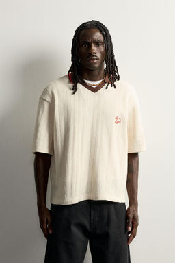 CAMISA POLO ESTRUCTURA BORDADO / Blanco roto - Zara фото 2