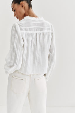 CAMISA CORTA PUNTILLA / Blanco roto - Zara фото 8
