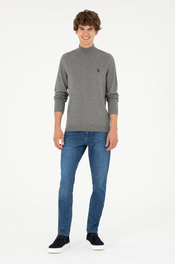 Мужской серый меланжевый базовый свитер Неожиданная скидка в корзине - U.s. polo assn фото 4