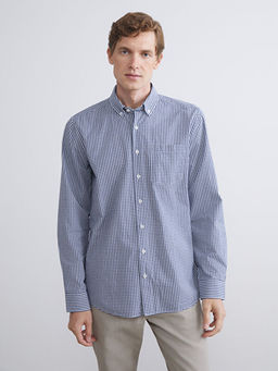 Regular Fit Uzun Kollu Ekose Poplin Erkek G?mlek