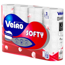 VEIRO т/бумага 3-сл. Softy (12 рул.) Белая  фото 3