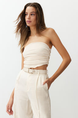 Trendyolmilla Premium Tas Straplez Buzgulu Esnek Orme Bluz TWOSS24BZ00216 фото 10