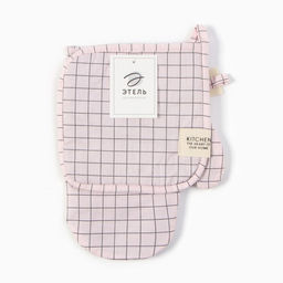 Набор кух. Этель Клетка: варежка 20х28 см, прихватка 19х19 см, 80% хл, 20% пэ  фото 5