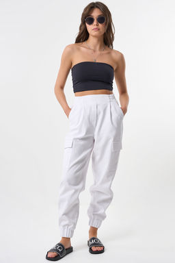 Брюки карго из плотного хлопка под деним белые