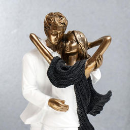 Фигурка полистоун «Влюблённые в белой одежде, с шарфом», под бронзу, 25×9×12 см